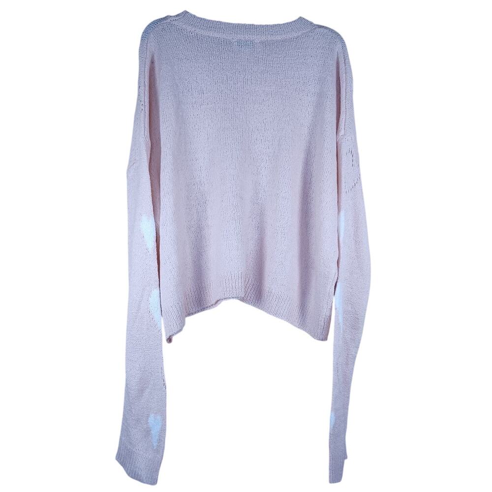Pink Heart Sweater Soft Girl Balletcore Coquette Size Small Oversized Fit - Picture 3 of 8